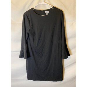 OLD NAVY WOMENS SIZE MEDIUM ALINE BLACK KNEE LENGTH DRESS BELL SLEEVES CAREER